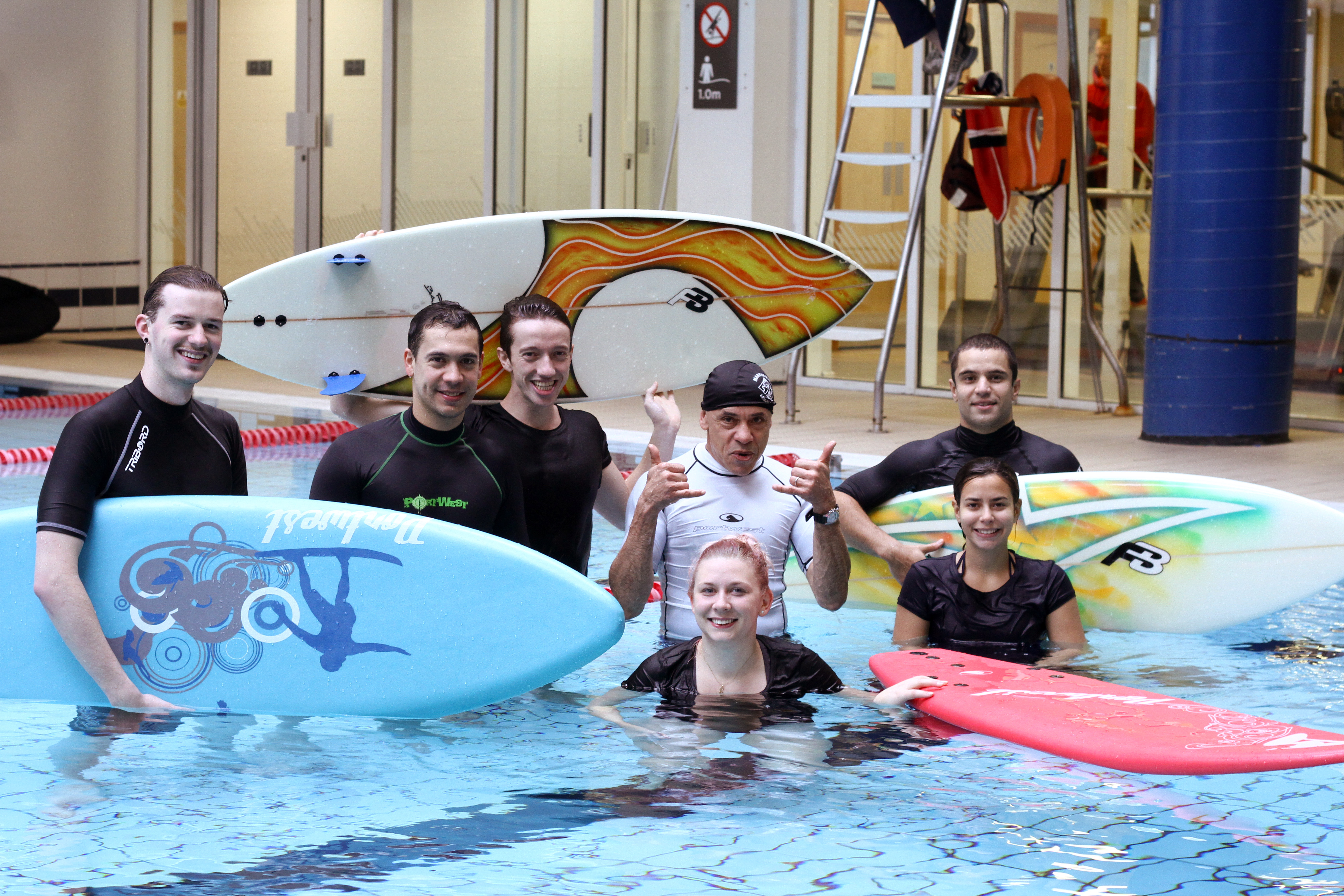 blackrock surf school students during a lesson in a swimming pool